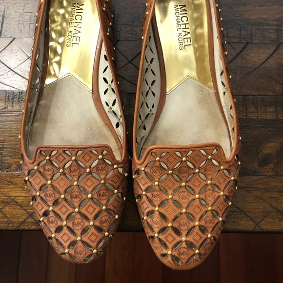 Michael Kors | Gabriella Gold Studded Ballet Flats - Picture 1 of 5